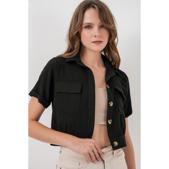 0663 Crop Ceket - Siyah