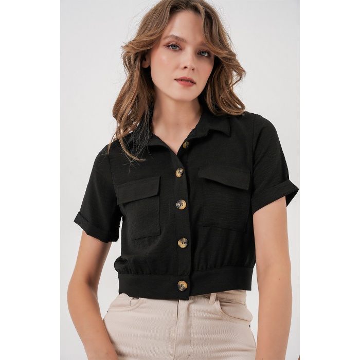 0663 Crop Ceket - Siyah