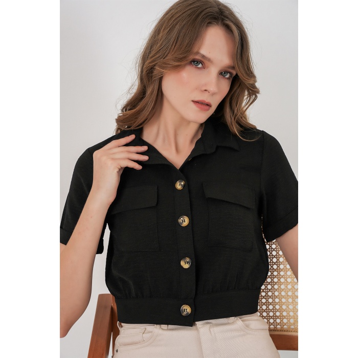 0663 Crop Ceket - Siyah