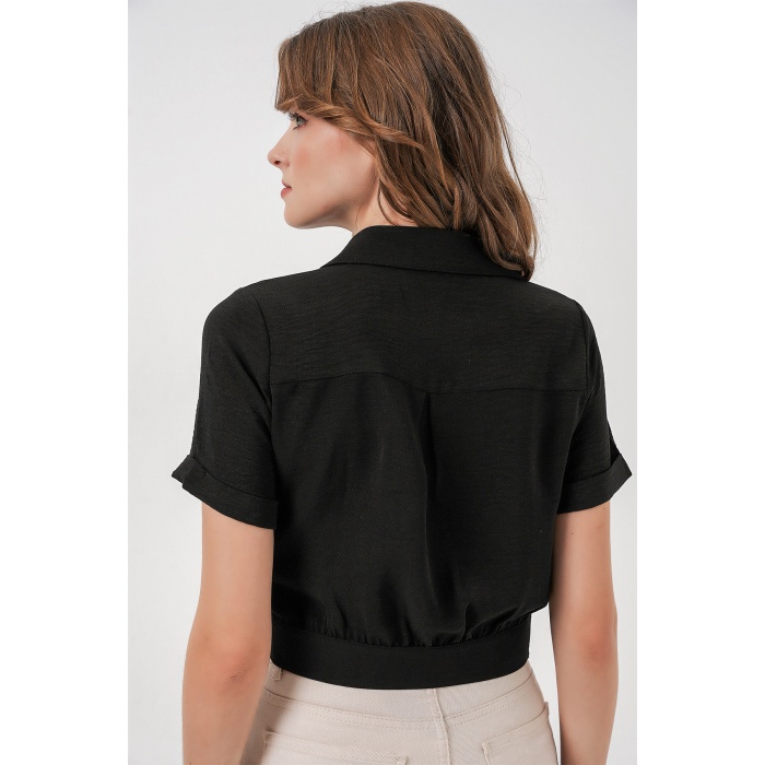 0663 Crop Ceket - Siyah
