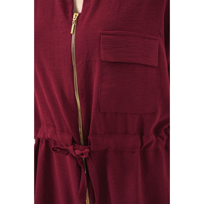 Fermuarlı Kadın Gömlek 0721 - Bordo