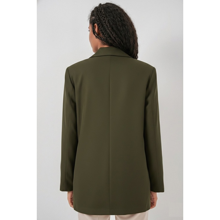 Kadın Kruvaze Yaka Blazer Ceket 0722 - Haki