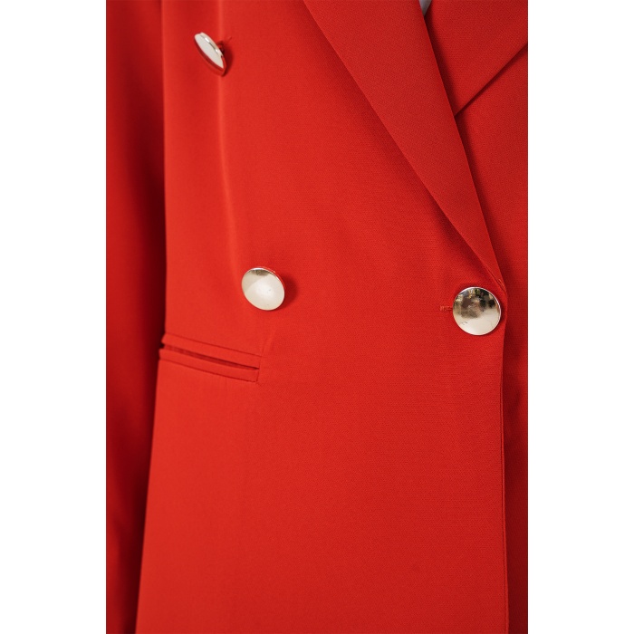 Kadın Kruvaze Yaka Blazer Ceket 0722 - Kiremit