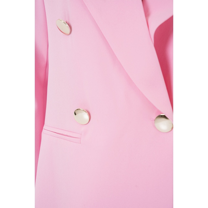 Kadın Kruvaze Yaka Blazer Ceket 0722 - Pudra