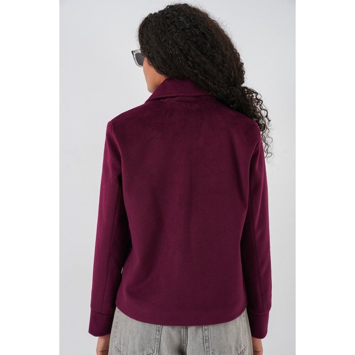 Kadın Kısa Kaşe Ceket 0725 - Bordo