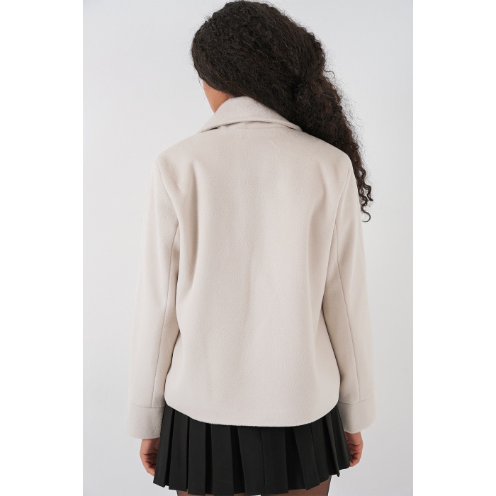 Kadın Kısa Kaşe Ceket 0725 - Ekru