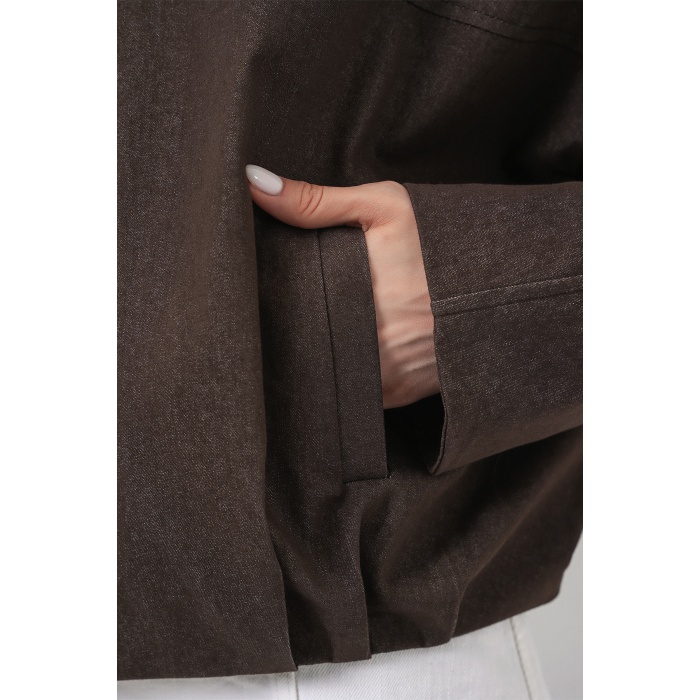 Kadın Kot Bomber Ceket 0737 - Kahverengi