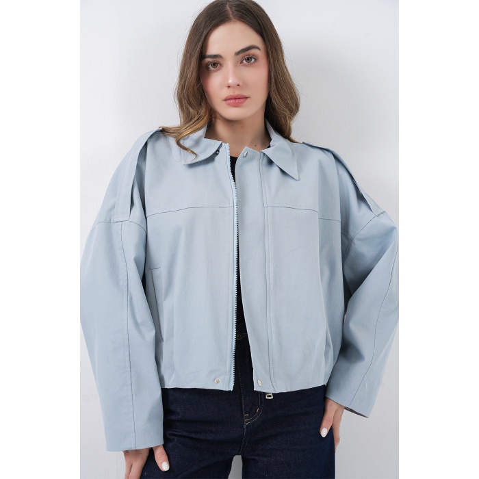 Kadın Kot Bomber Ceket 0737 - Mavi
