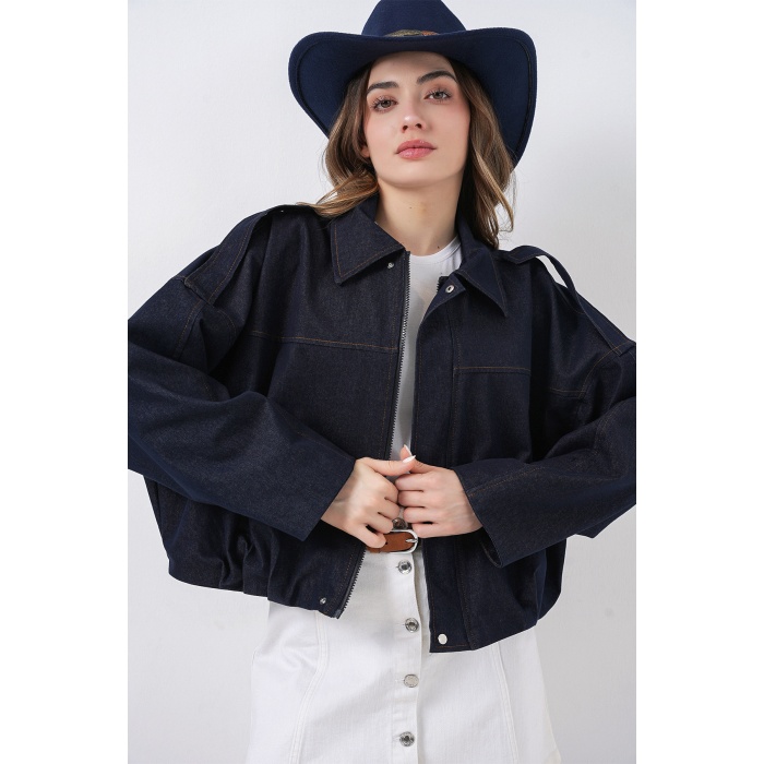 Kadın Kot Bomber Ceket 0737 - Lacivert