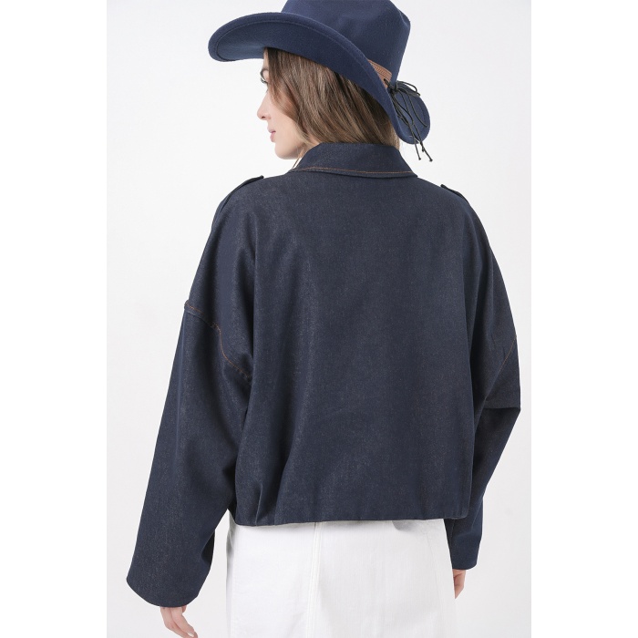 Kadın Kot Bomber Ceket 0737 - Lacivert