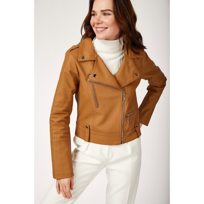 1025 Biker Ceket - Camel