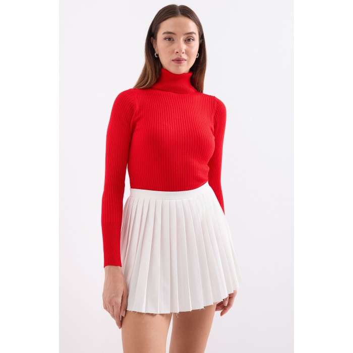 10311 Balıkçı Yaka Triko Kazak - Kırmızı