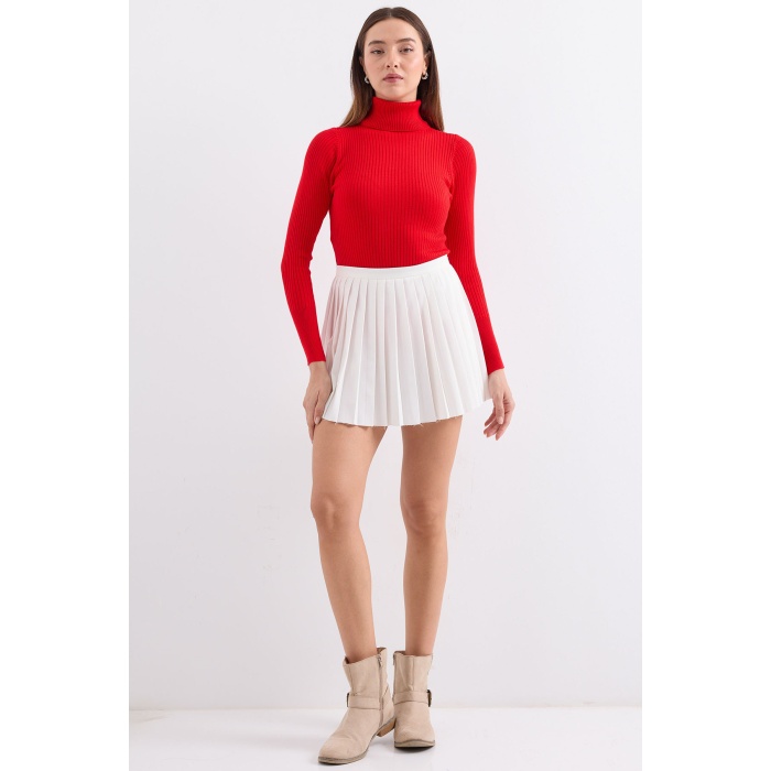 10311 Balıkçı Yaka Triko Kazak - Kırmızı