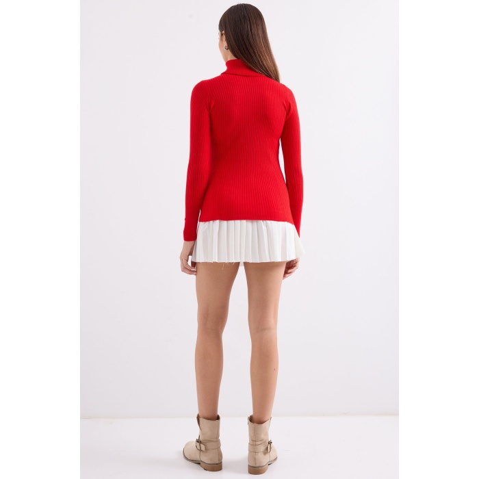 10311 Balıkçı Yaka Triko Kazak - Kırmızı