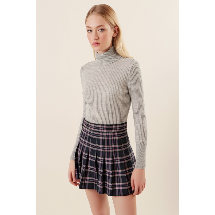 10311 Balıkçı Yaka Triko Kazak - Gri