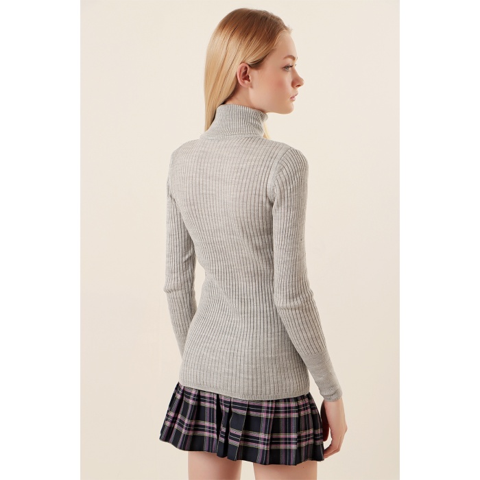 10311 Balıkçı Yaka Triko Kazak - Gri