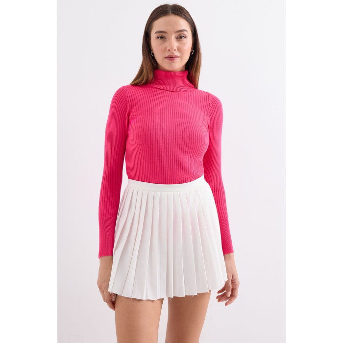 10311 Balıkçı Yaka Triko Kazak - Fuşya