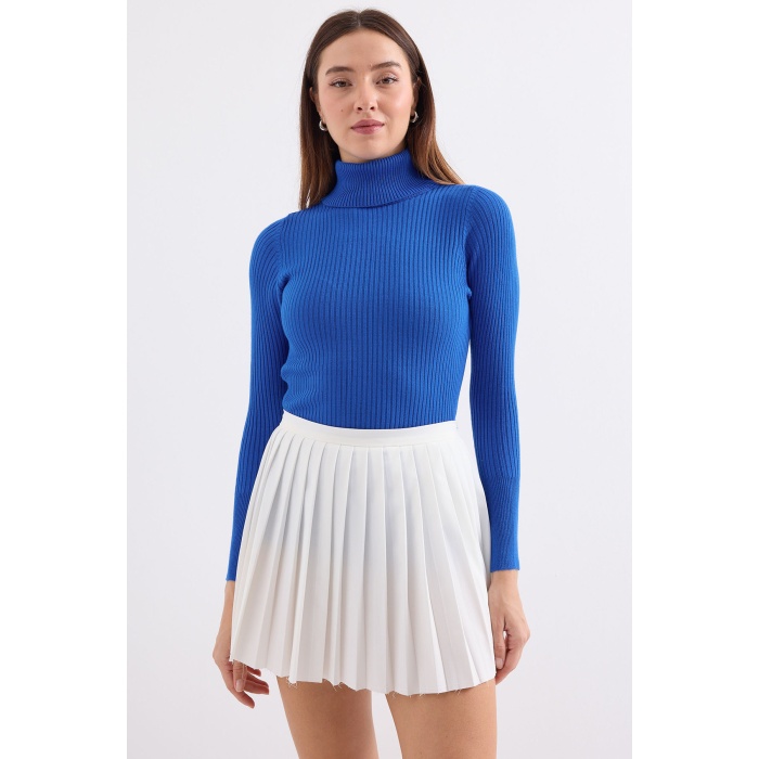 10311 Balıkçı Yaka Triko Kazak - Saks