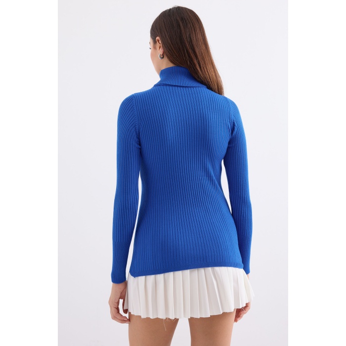 10311 Balıkçı Yaka Triko Kazak - Saks