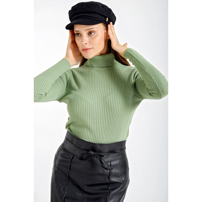 10311 Balıkçı Yaka Triko Kazak - Çağla