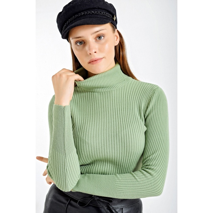 10311 Balıkçı Yaka Triko Kazak - Çağla