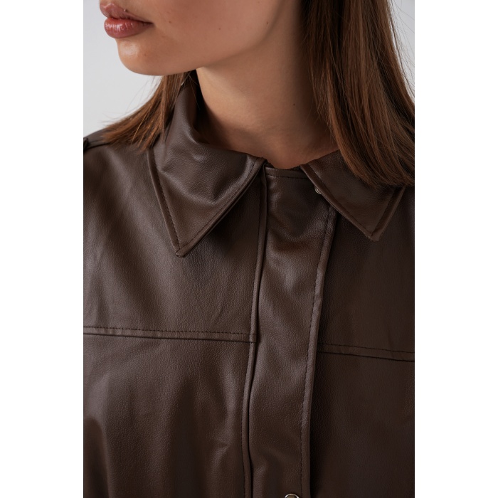 Kadın Oversize Deri Ceket 1055 - Kahverengi