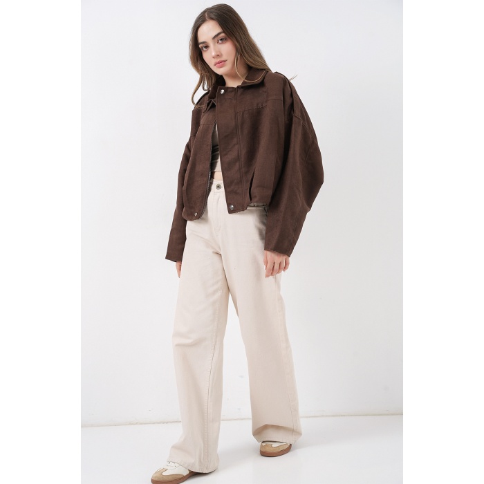 Kadın Kahverengi Oversize Süet Ceket 1055