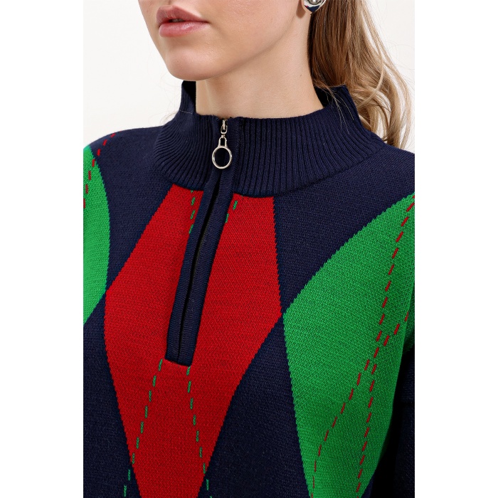 15839 Boydan Triko Elbise - Lacivert