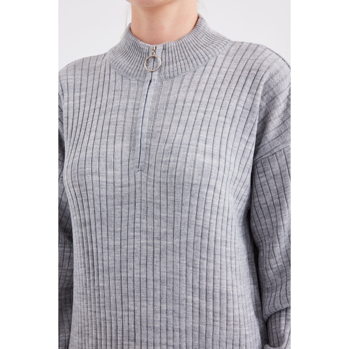 15839 Boydan Triko Elbise - Gri