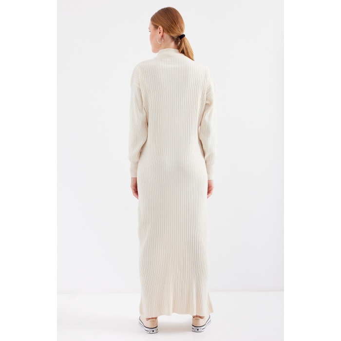 15839 Boydan Triko Elbise - Krem