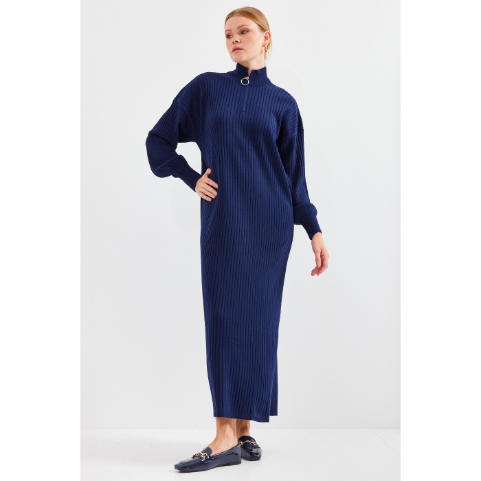 15839 Boydan Triko Elbise - D.Lacivert