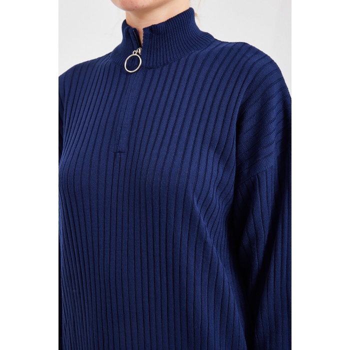 15839 Boydan Triko Elbise - D.Lacivert