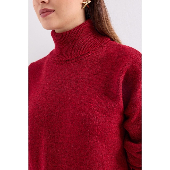 15891 Kazak Etek Triko İkili Takım - Kırmızı