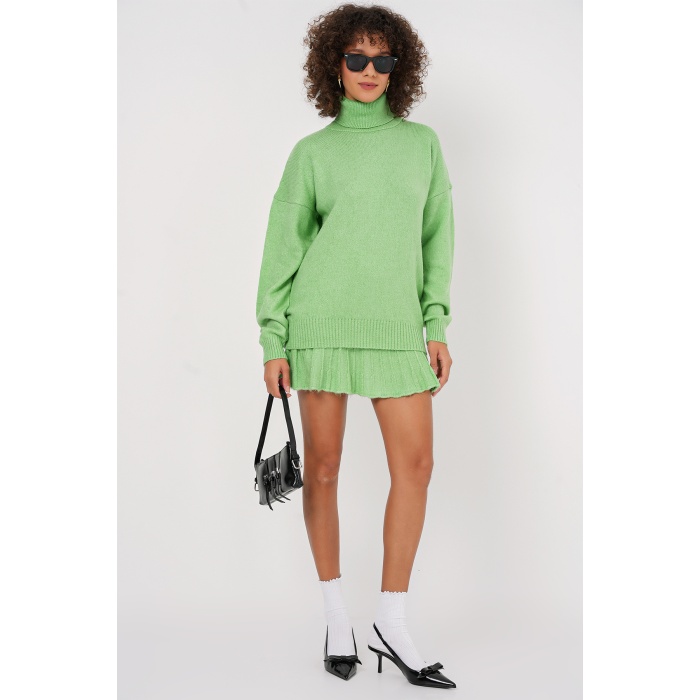 15891 Kazak Etek Triko İkili Takım - E.Yeşil