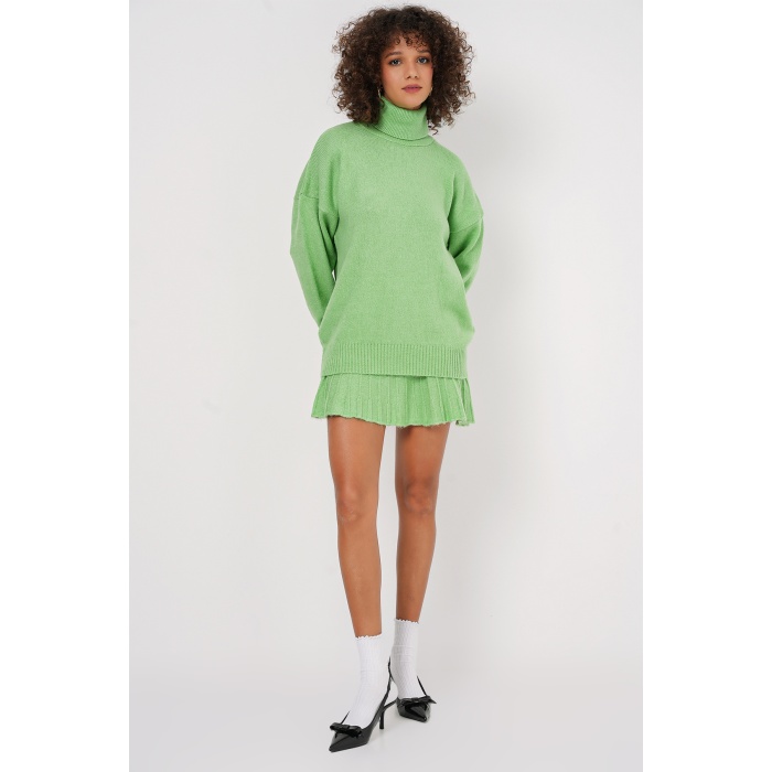 15891 Kazak Etek Triko İkili Takım - E.Yeşil