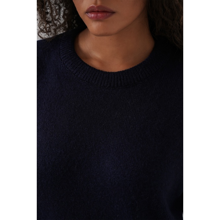 15895 Kadın Oversize Triko Kazak - K. Lacivert