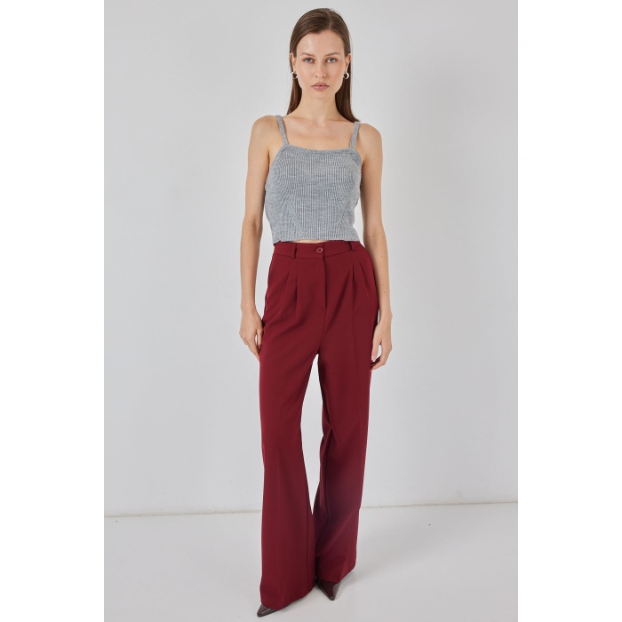 Kadın Askılı Crop Top Bluz 15934 - Gri