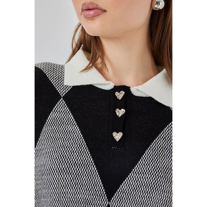 Kadın Crop Triko Kazak 15936 - D. Siyah