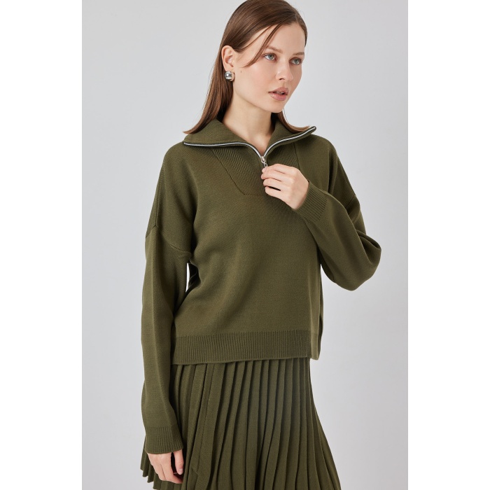 Kadın Kazak Etek İkili Takım 15938 - Haki