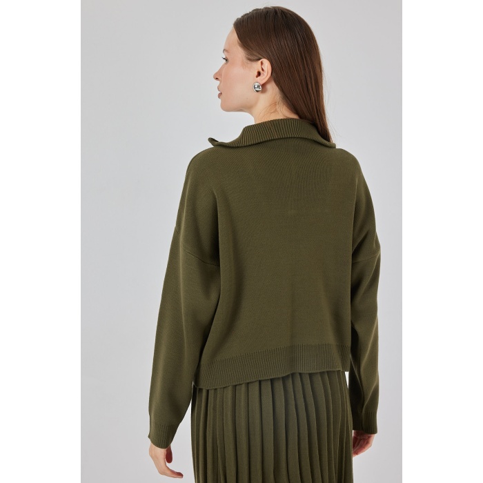 Kadın Kazak Etek İkili Takım 15938 - Haki