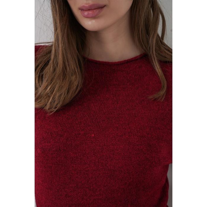 Kadın Kısa Kol Triko Elbise 15950 - Bordo