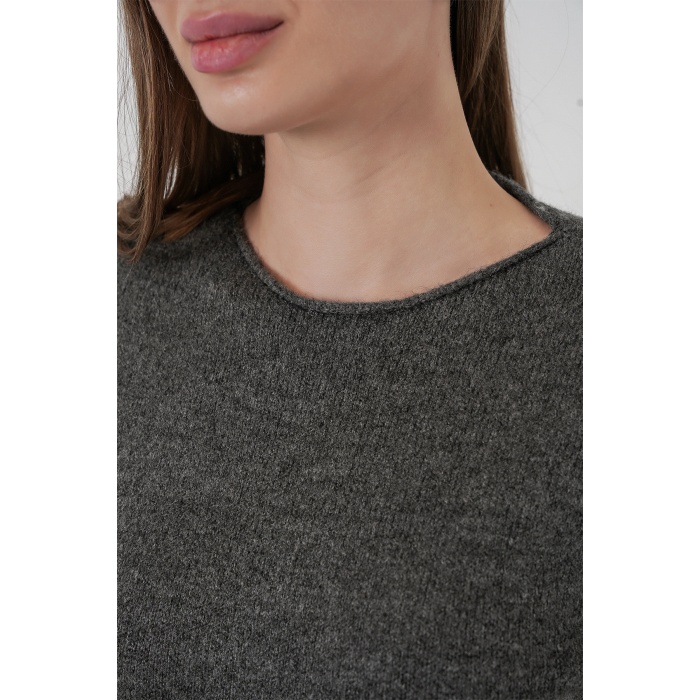 Kadın Kısa Kol Triko Elbise 15950 - Antrasit