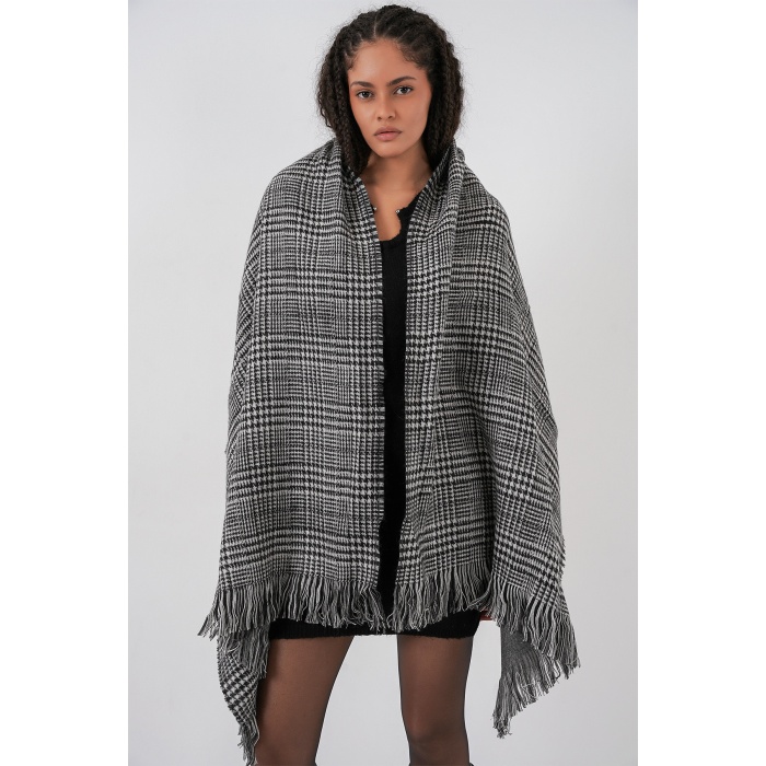 Kadın Yumuşak Dokulu Kalın Şal Atkı 15951 - Antrasit