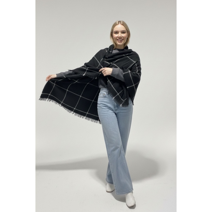 Kadın Yumuşak Dokulu Kalın Şal Atkı 15951 - Y.Siyah