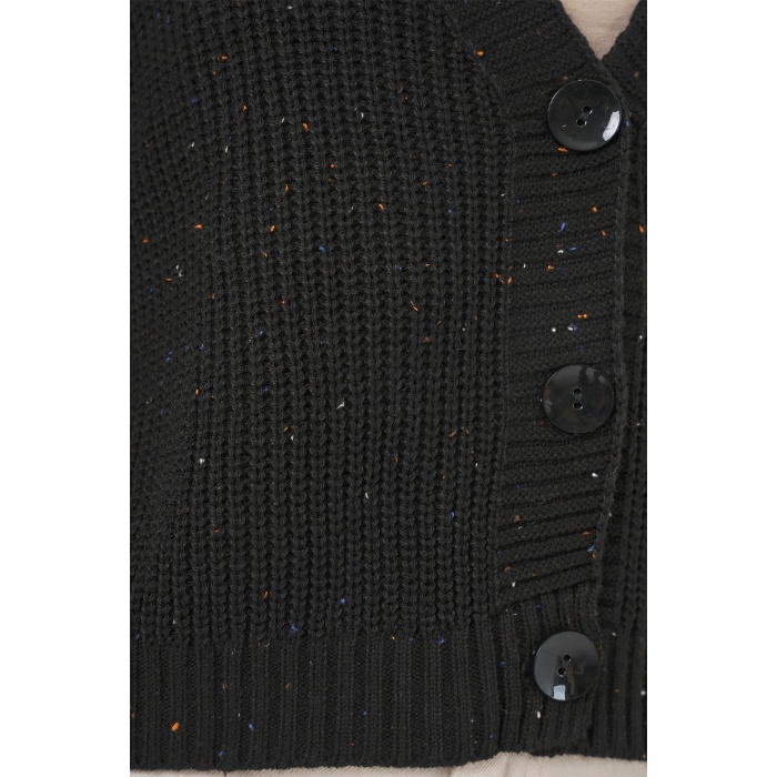 Kadın Crop Triko Hırka 15955 - Siyah