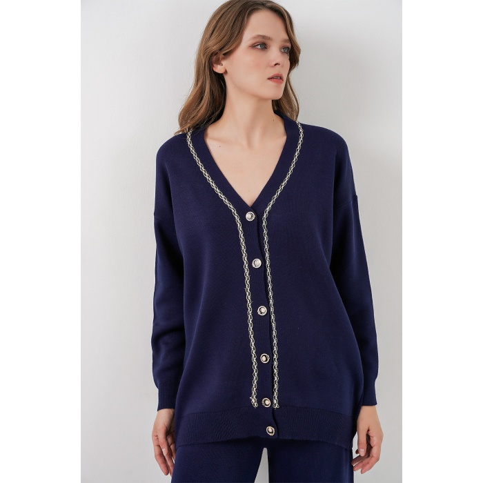 Kadın Hırka Pantolon Triko İkili Takım 15956 - Lacivert