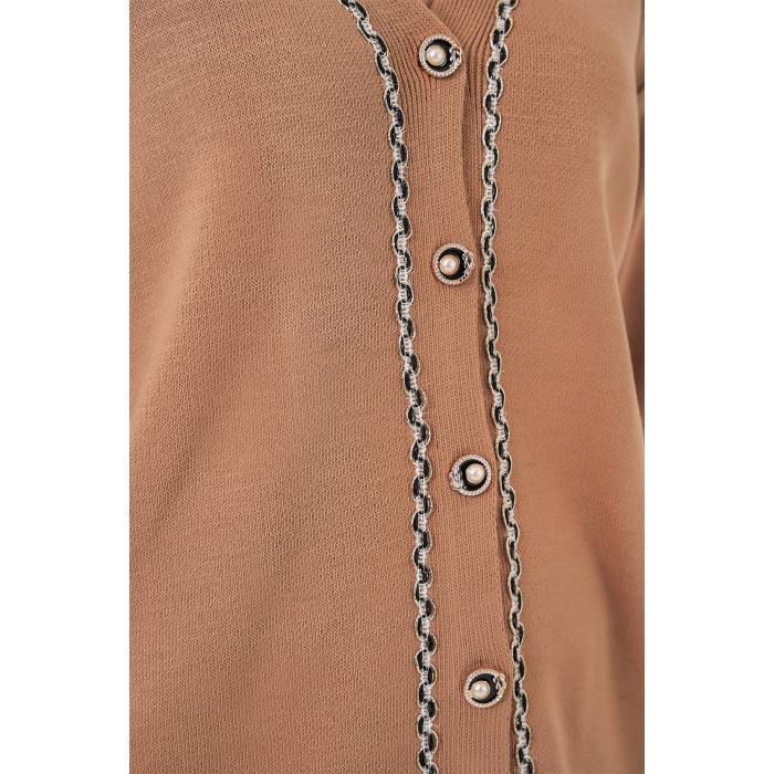 Kadın Hırka Pantolon Triko İkili Takım 15956 - Camel