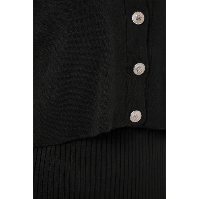 Kadın Hırka Elbise Triko İkili Takım 15960 - Siyah