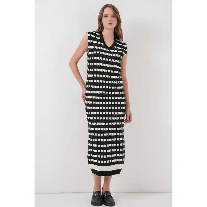 Kadın Uzun Triko Süveter 15961 - D. Siyah