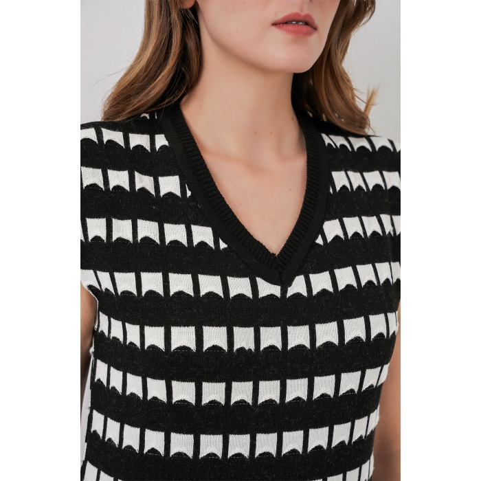 Kadın Uzun Triko Süveter 15961 - D. Siyah